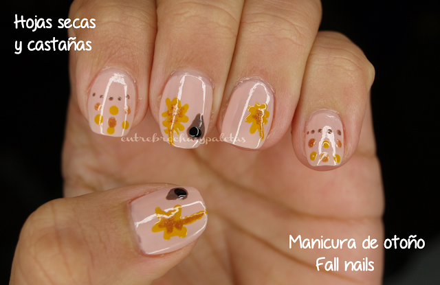 Manicura de otoño | Fall nails | Hojas secas y castañas – Entre brochas y paletas | Blog de belleza